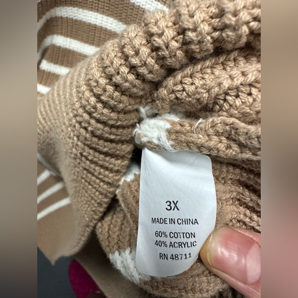 Falls Creek Tan and Cream Zip-Up Sweater - Picture 3 of 3